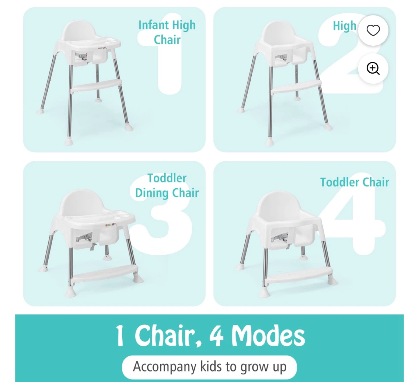 Babyjoy 4-in-1 Convertible Baby High Chair - photo 2