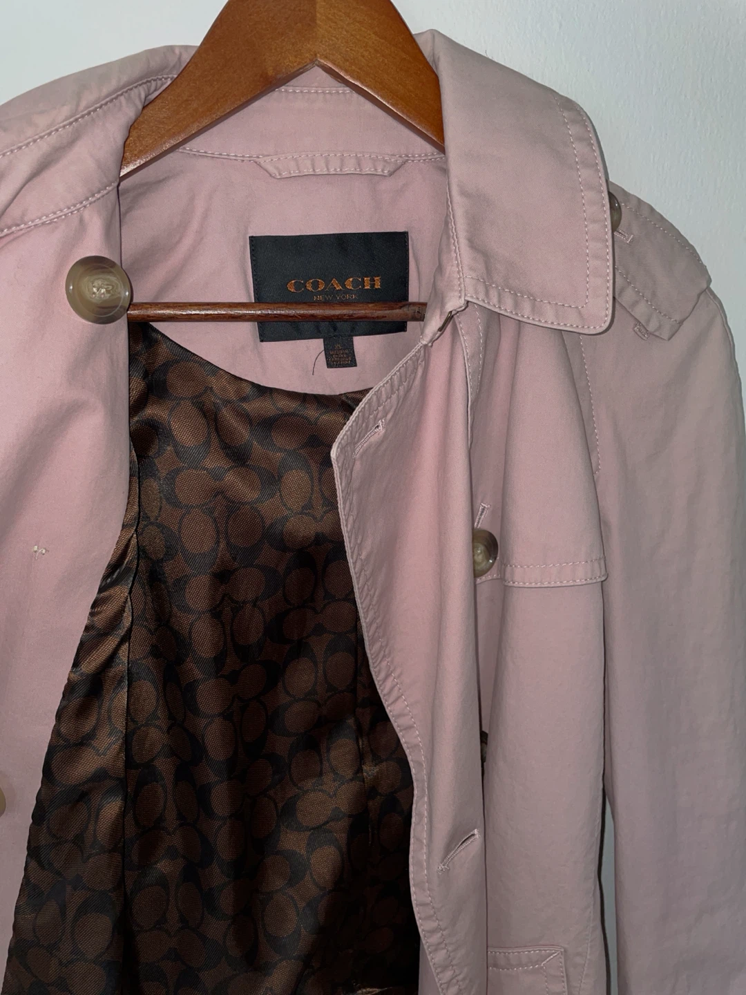 Coach Women's Trench Coat, Dusty Rose, XS