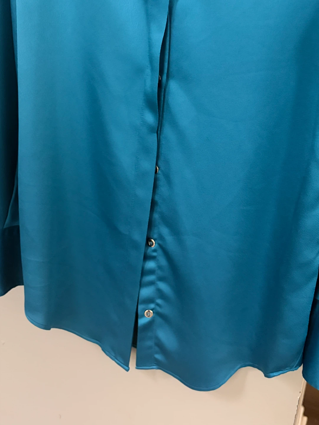 ZARA Women's Satin Button-Down Shirt Teal Size XS - photo 5