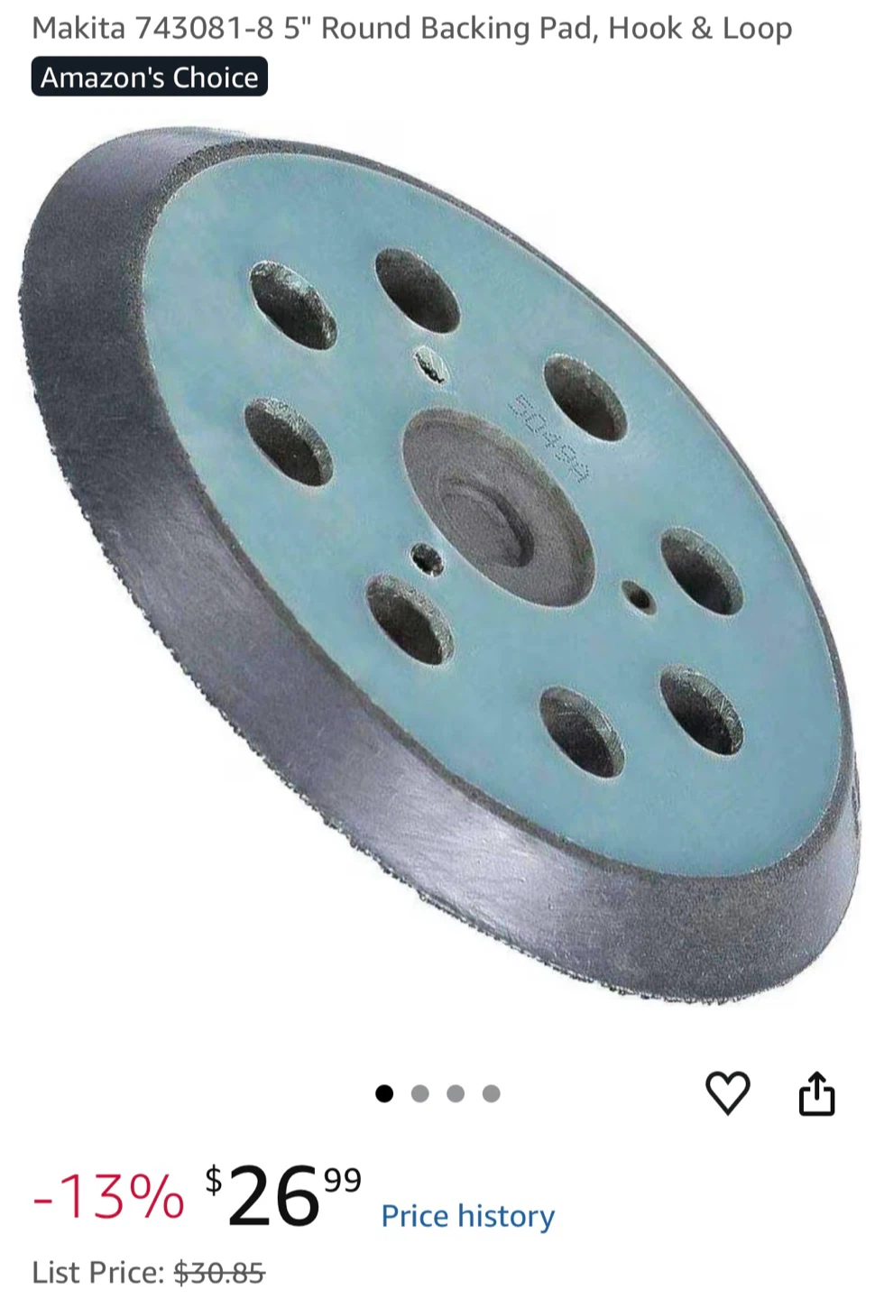 Makita 743081-8 5-inch Hook and Loop Backing Pad