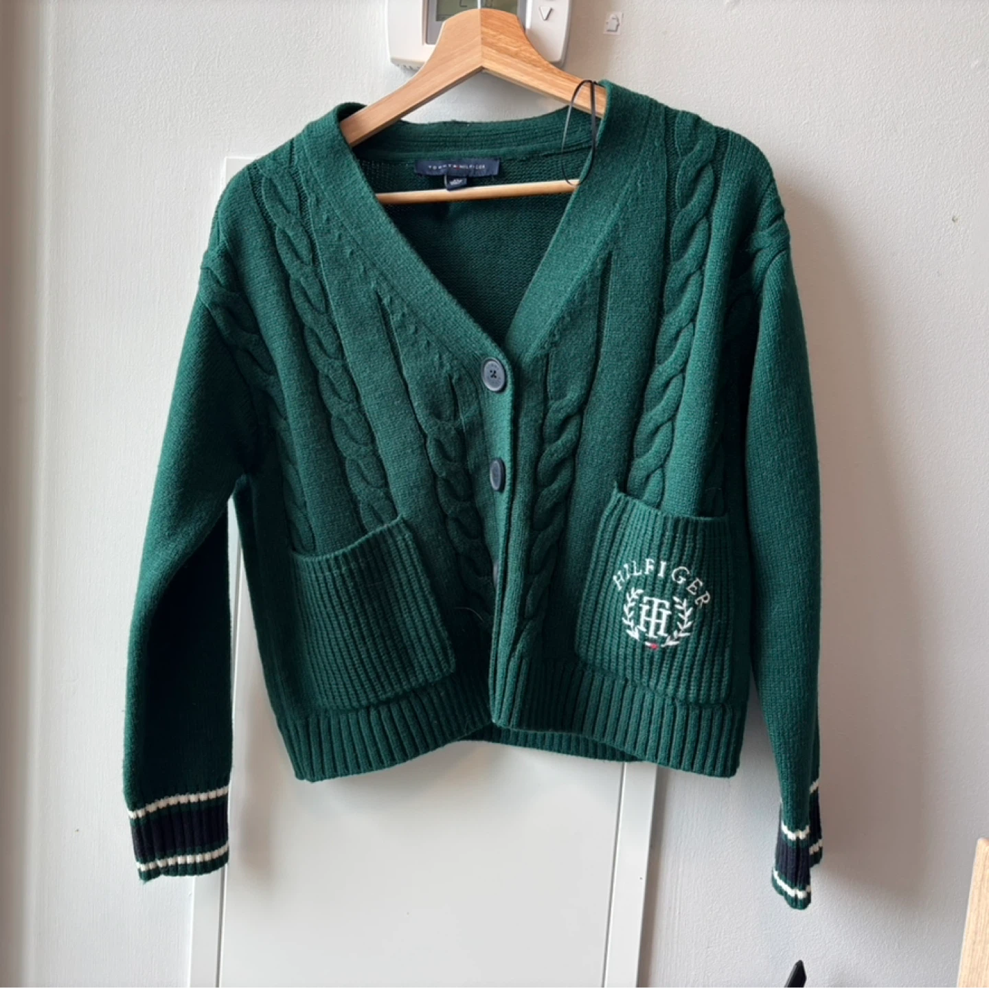 Tommy Hilfiger Green Cable Knit Cardigan
