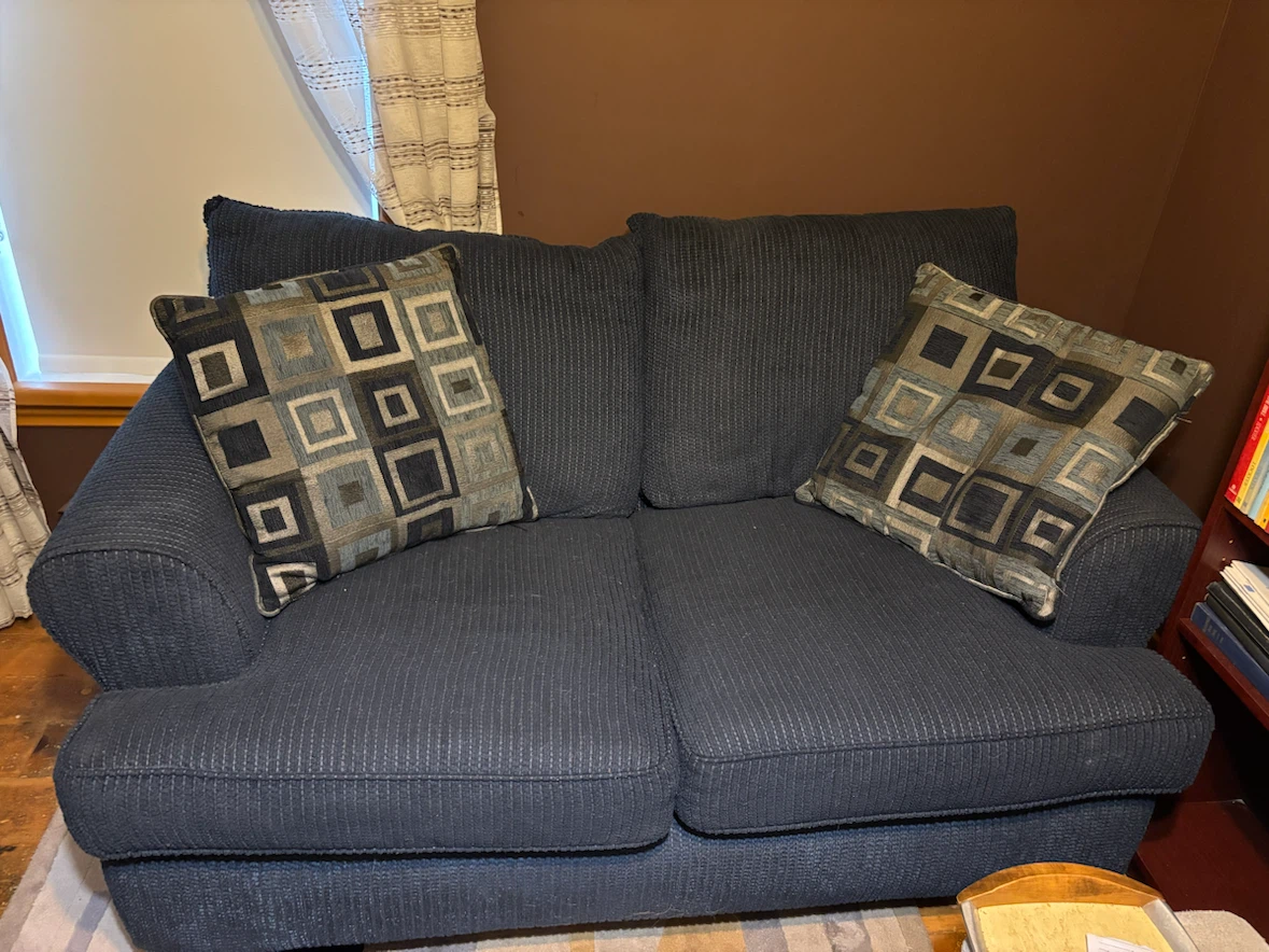Navy Blue Corduroy Loveseat