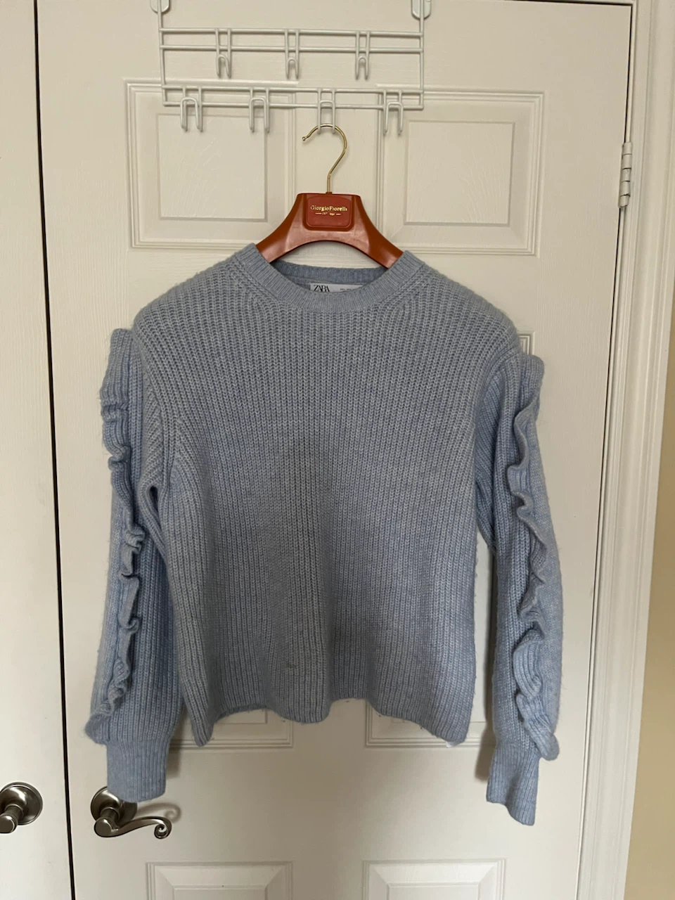 Zara light blue ribbed knit sweater