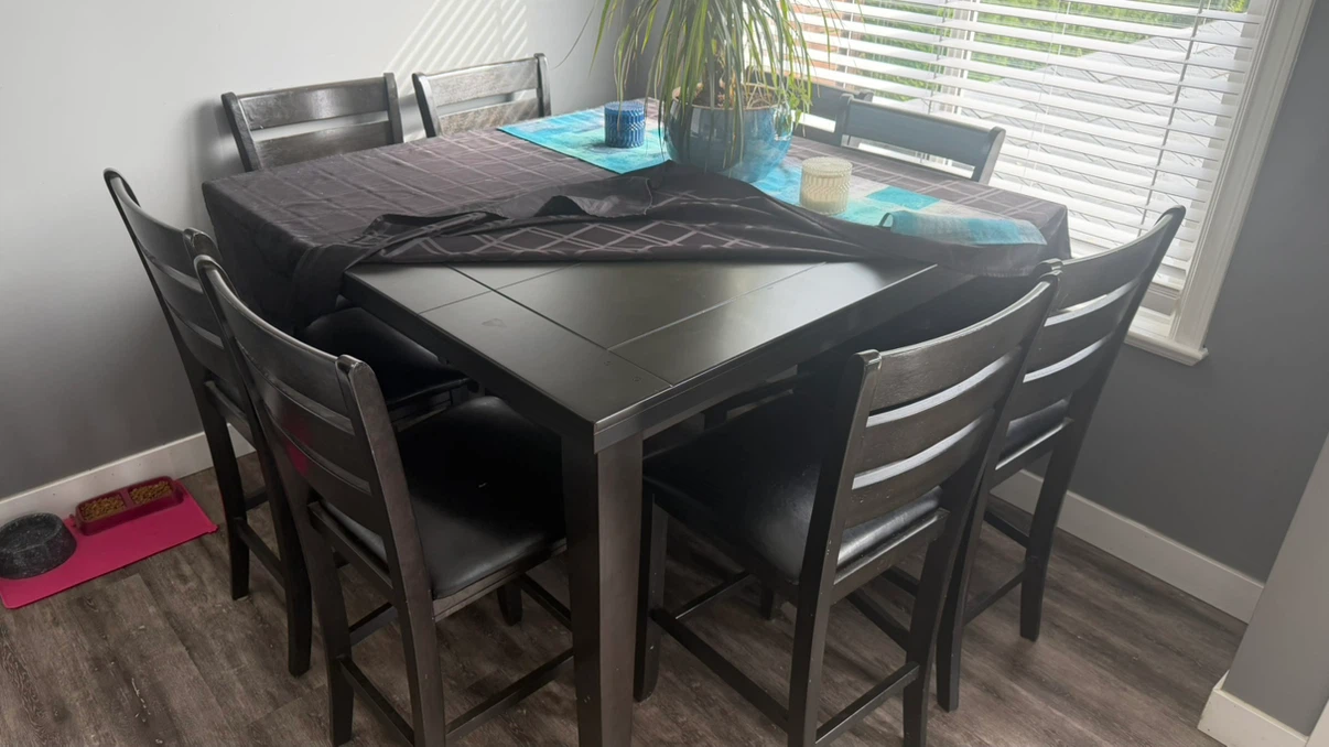 Dark Wood Counter Height Dining Set with 6 Chairs - photo 2