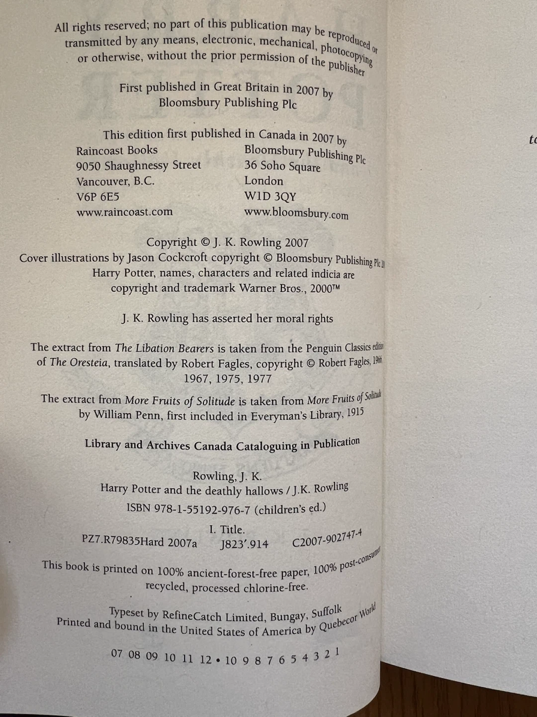 Harry Potter and the Deathly Hallows Hardcover - photo 2