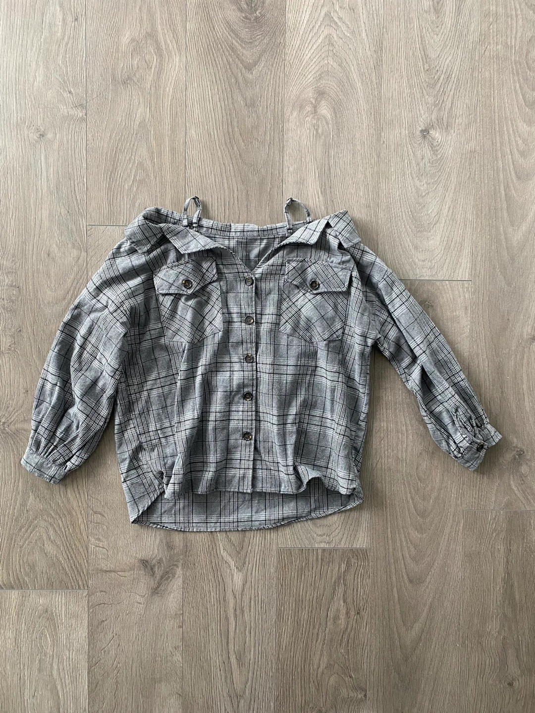 Japanese brand off shoulder button up shirt