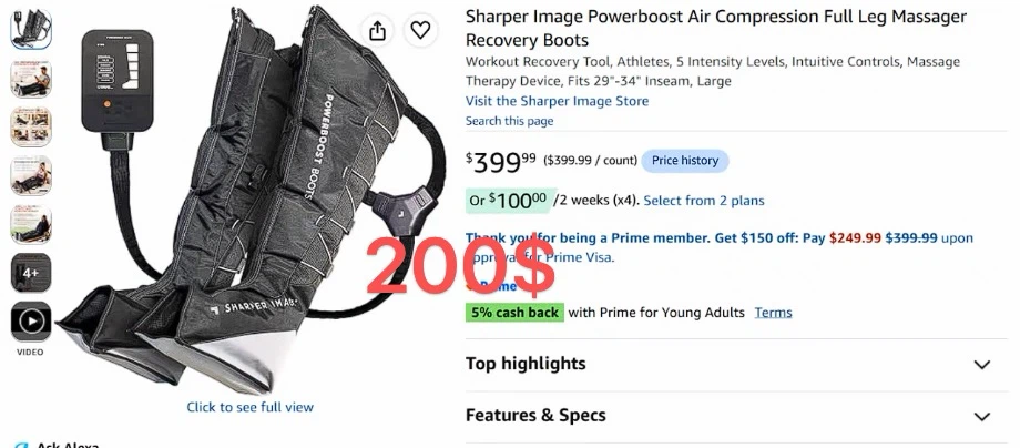 Sharper Image Powerboost Air Compression Recovery Boots