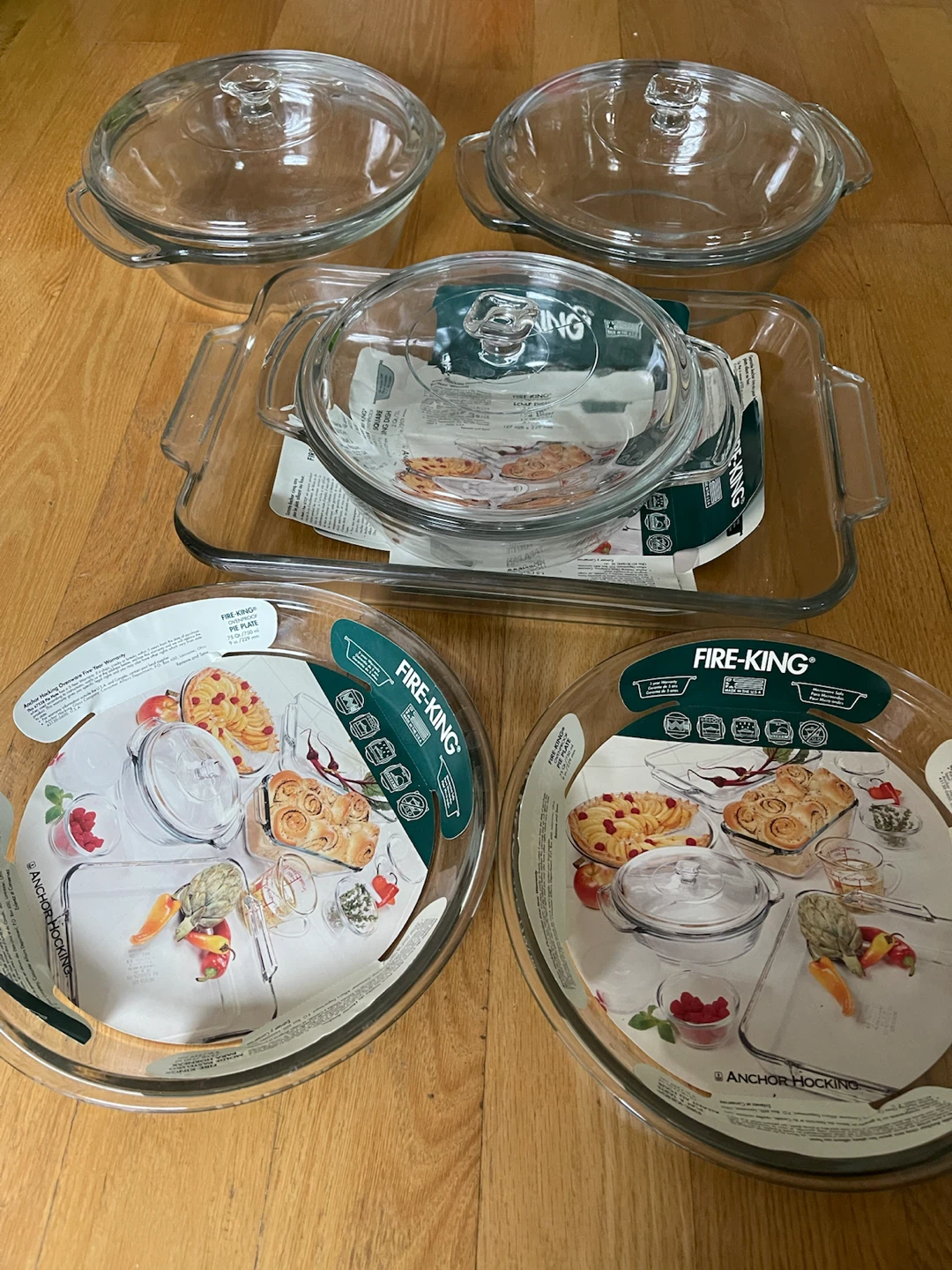 $35 for all total Anchor Hocking Fire-King Glass Bakeware Set