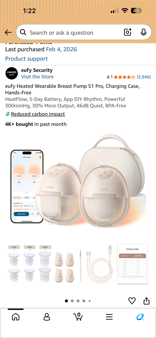 Eufy Heated Wearable Breast Pump S1 Pro