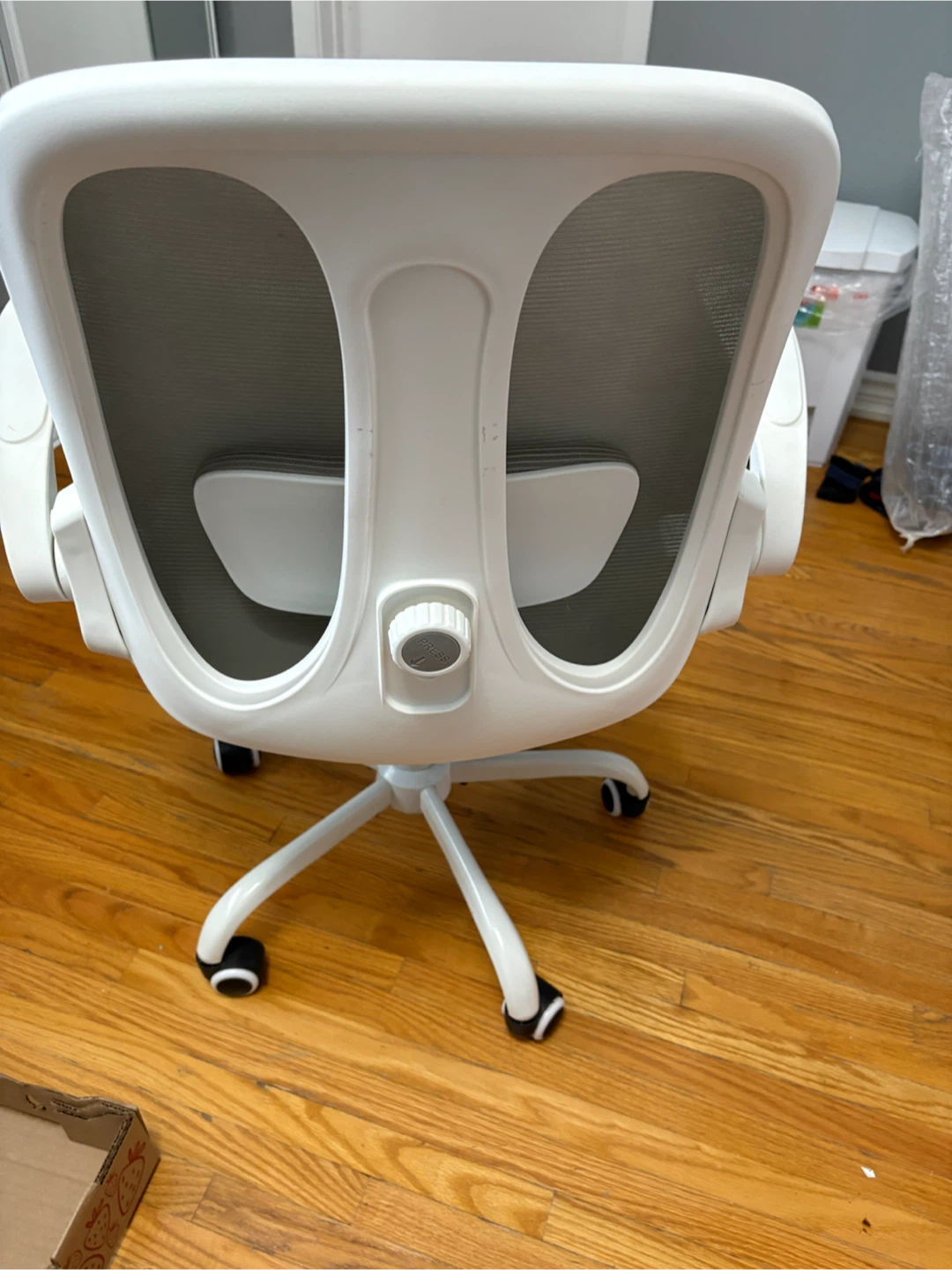 White Mesh Office Chair with Flip-Up Arms - photo 3