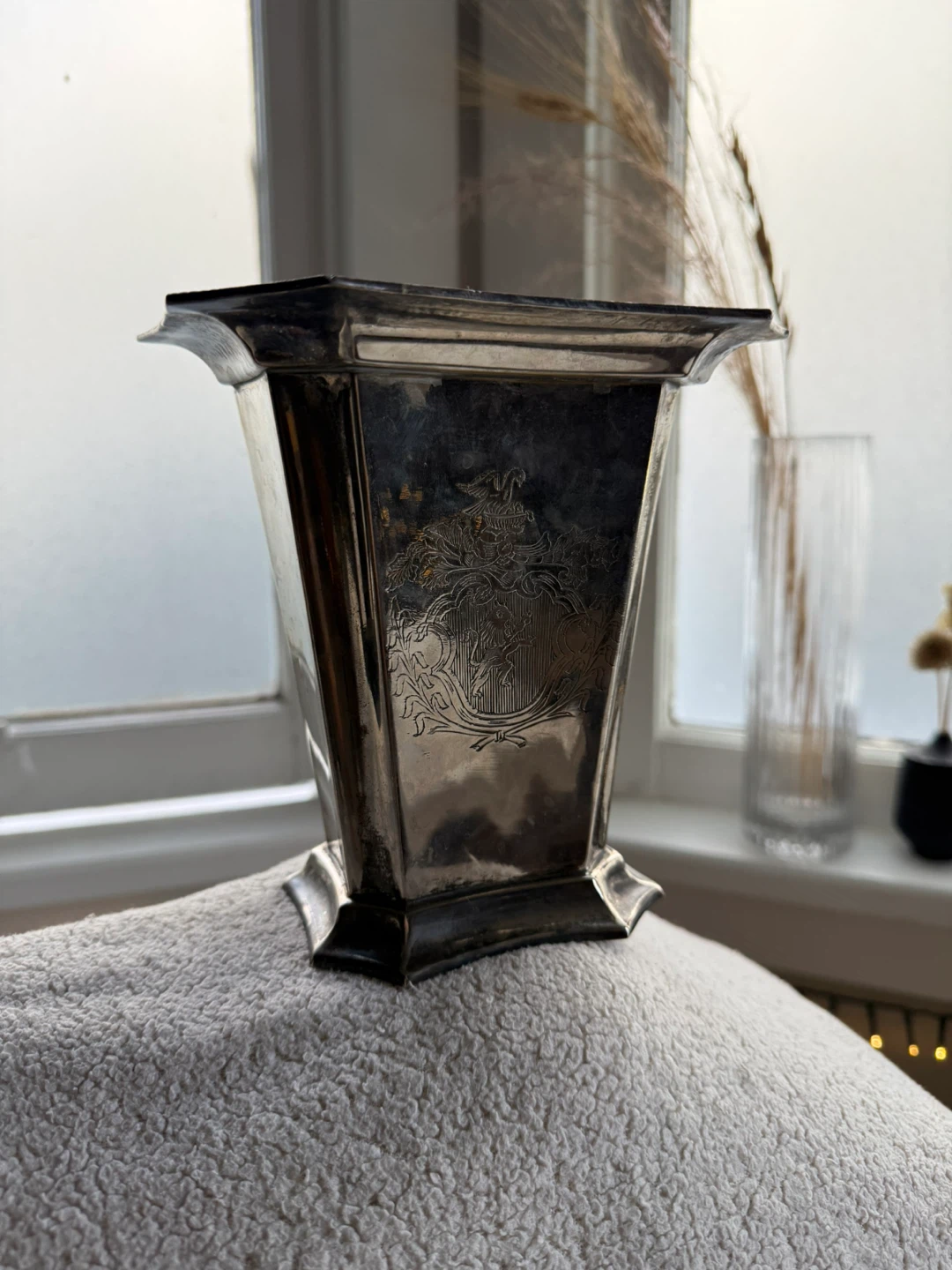 Unique vintage silver vase