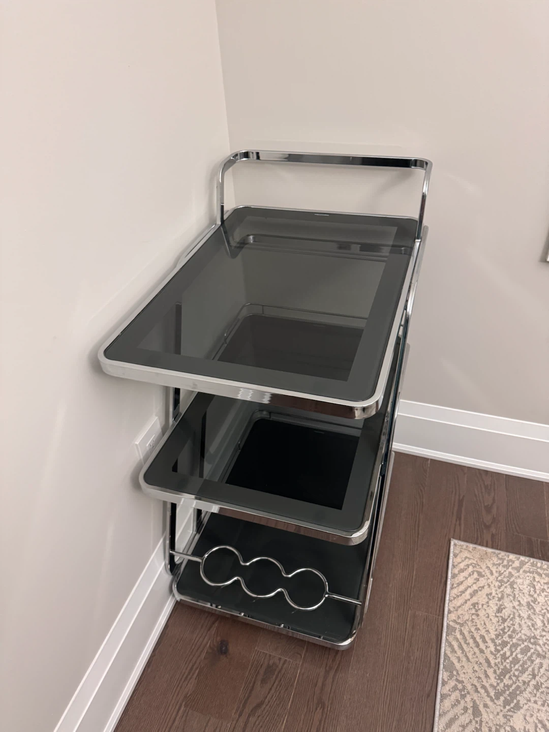 Chrome and Glass Bar Serving Cart