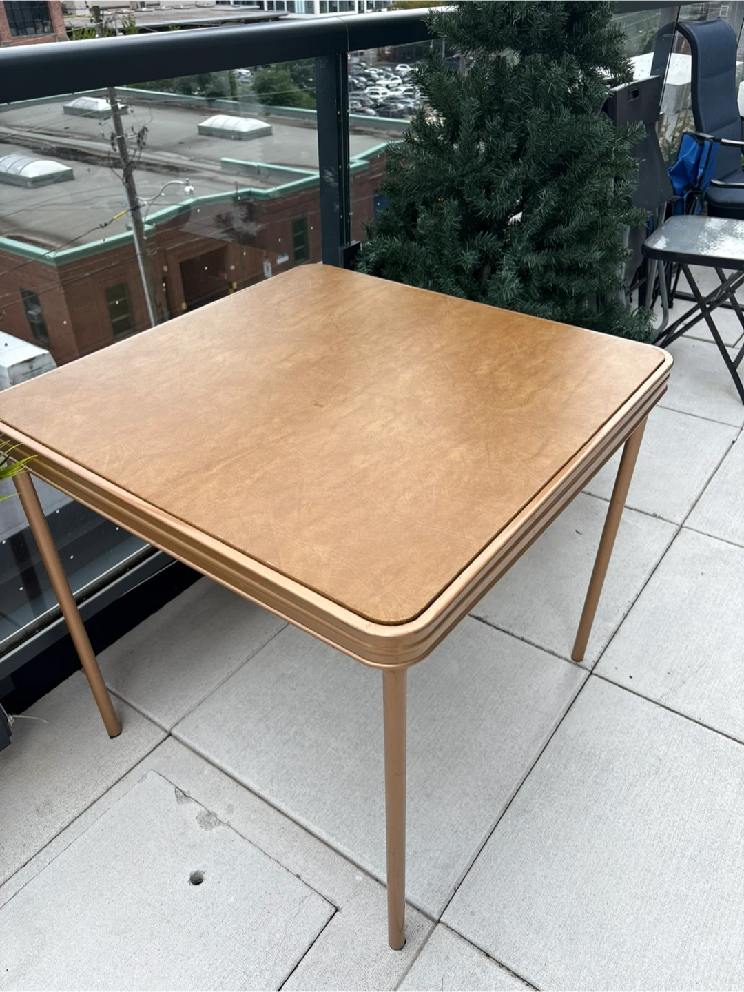 Vintage square folding card table