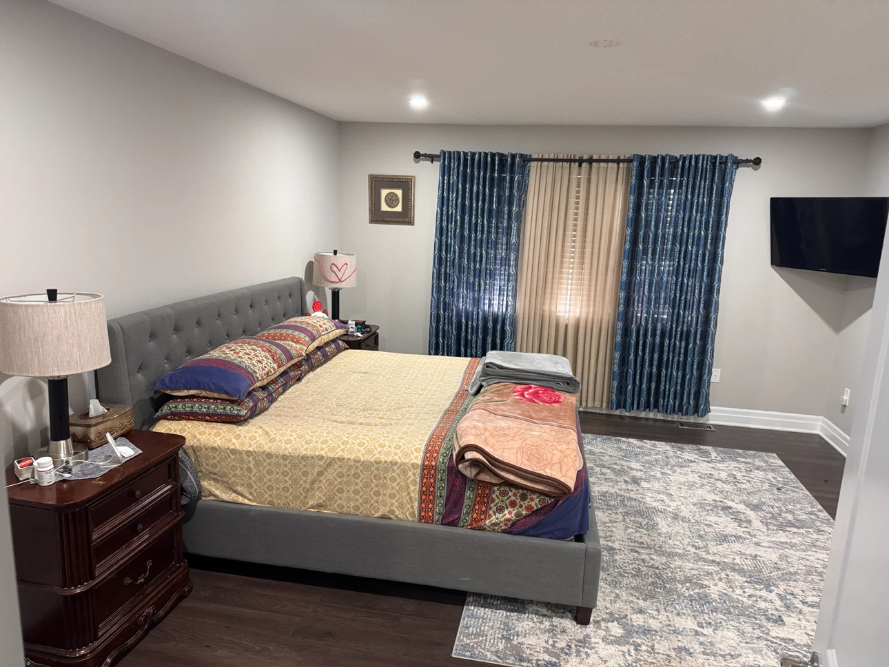 Grey Upholstered King Bed Frame