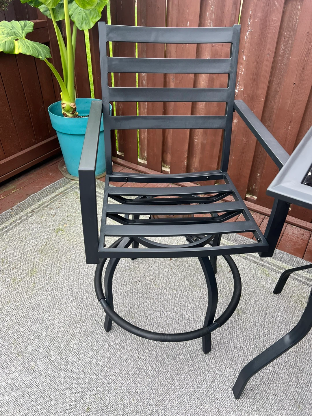 3-Piece Outdoor Swivel Chair and Table Bistro Set - photo 2