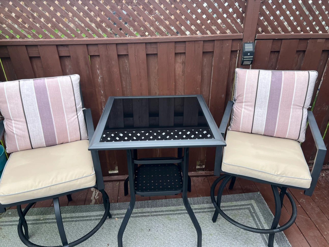 3-Piece Outdoor Swivel Chair and Table Bistro Set - photo 3