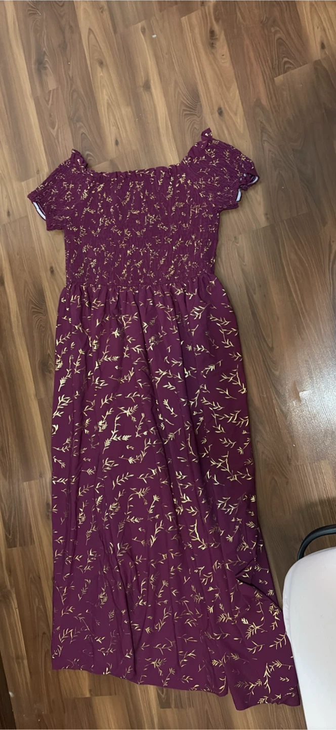 Burgundy floral maxi dress