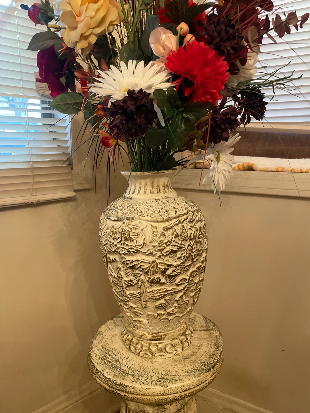 Vintage Ornate Decorative Vase and Stand