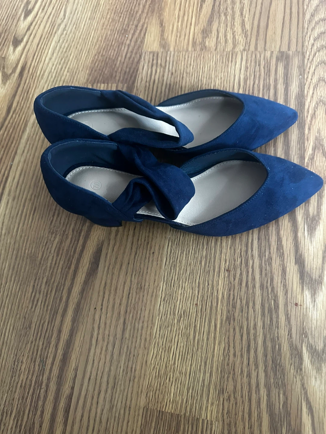 Navy Blue Suede Low-Heel Shoes - photo 2