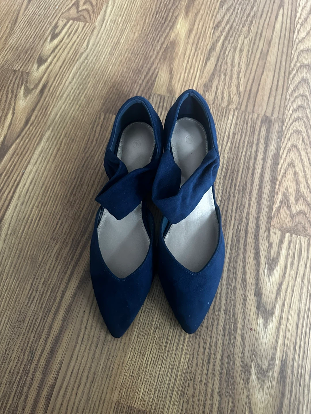 Navy Blue Suede Low-Heel Shoes - photo 3