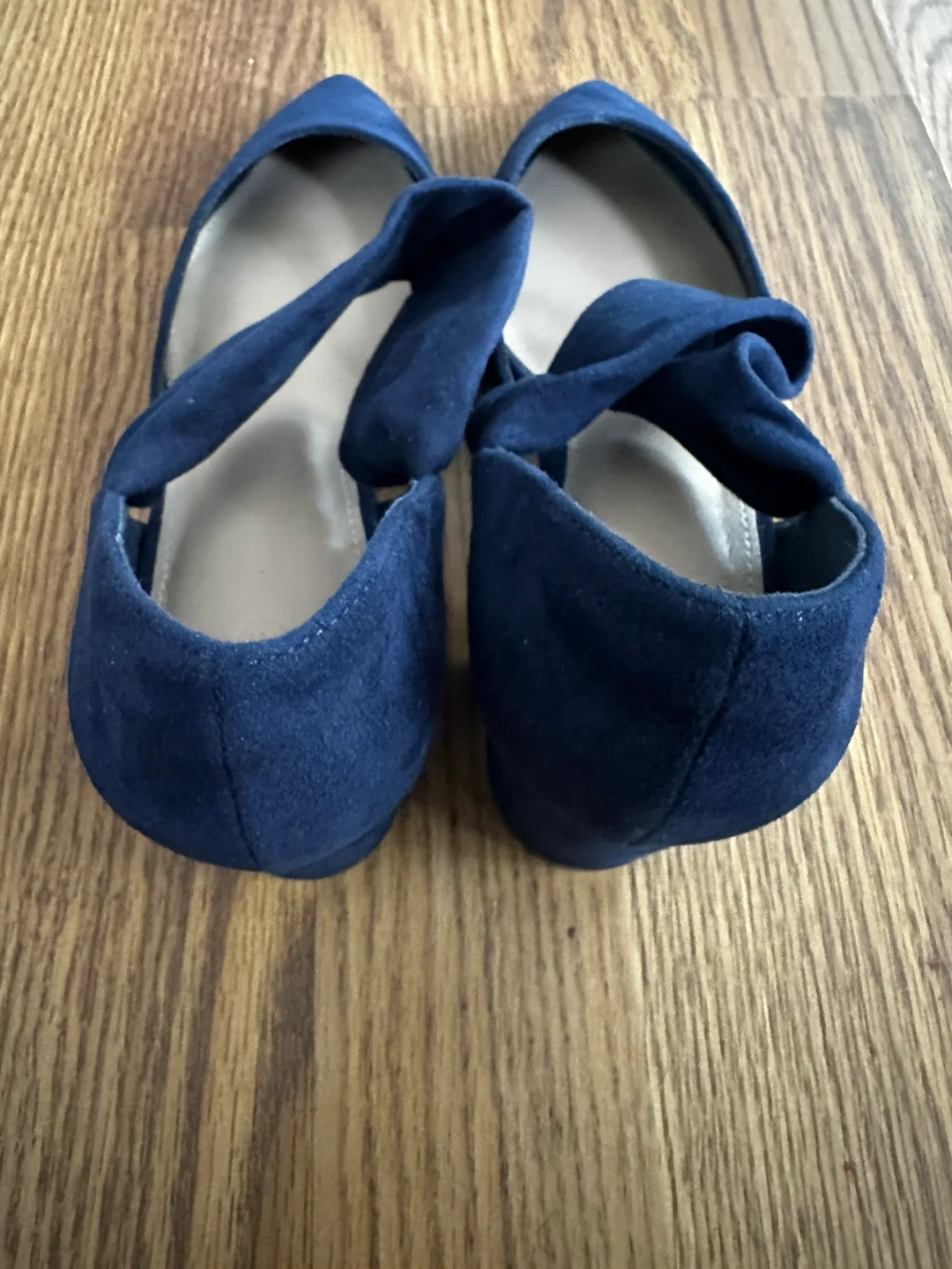 Navy Blue Suede Low-Heel Shoes - photo 4