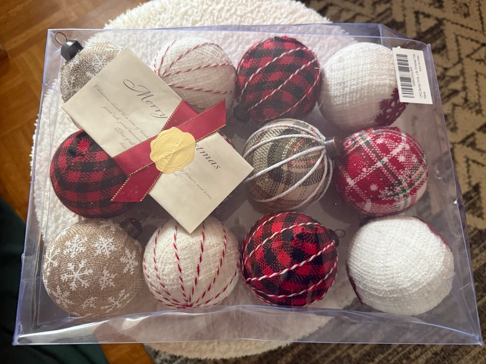 Set of 12 Farmhouse Style Christmas Ornaments