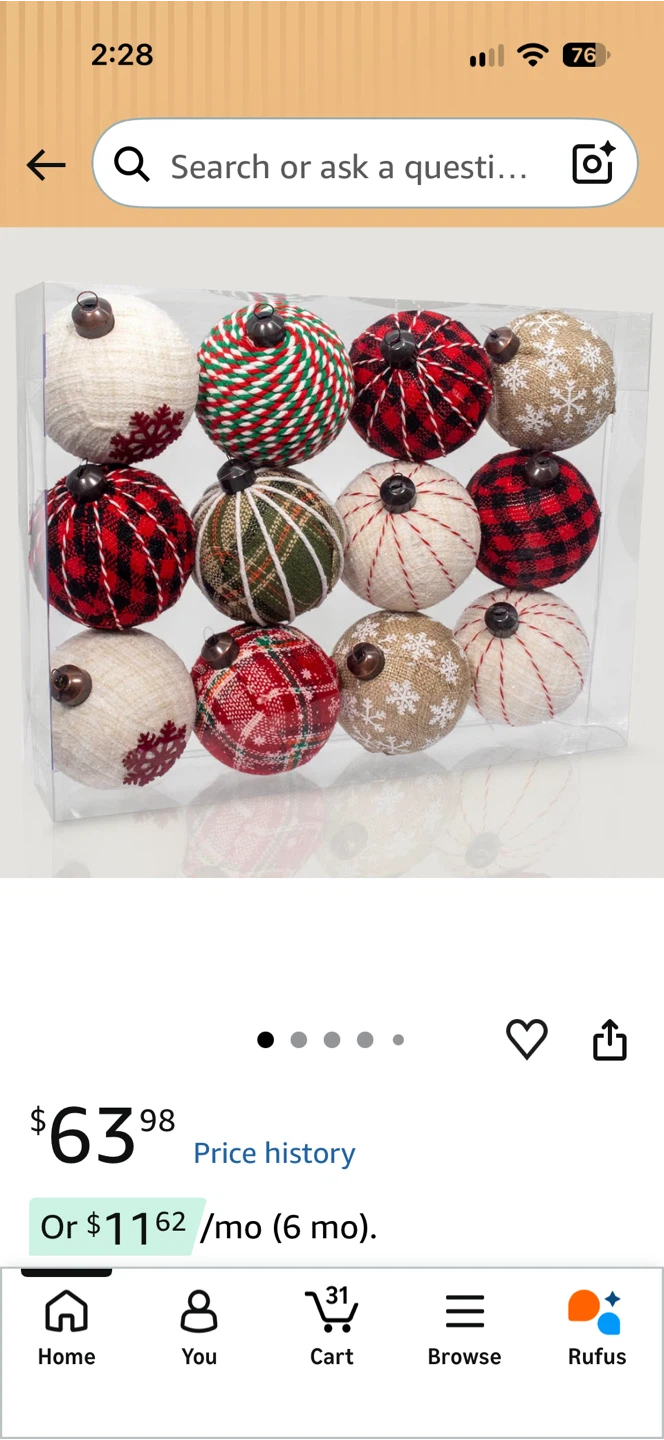 Set of 12 Farmhouse Style Christmas Ornaments - photo 2