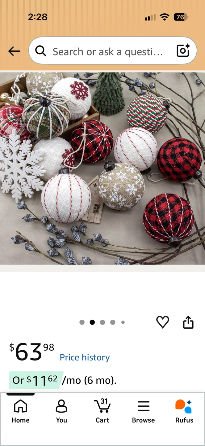 Set of 12 Farmhouse Style Christmas Ornaments - photo 3