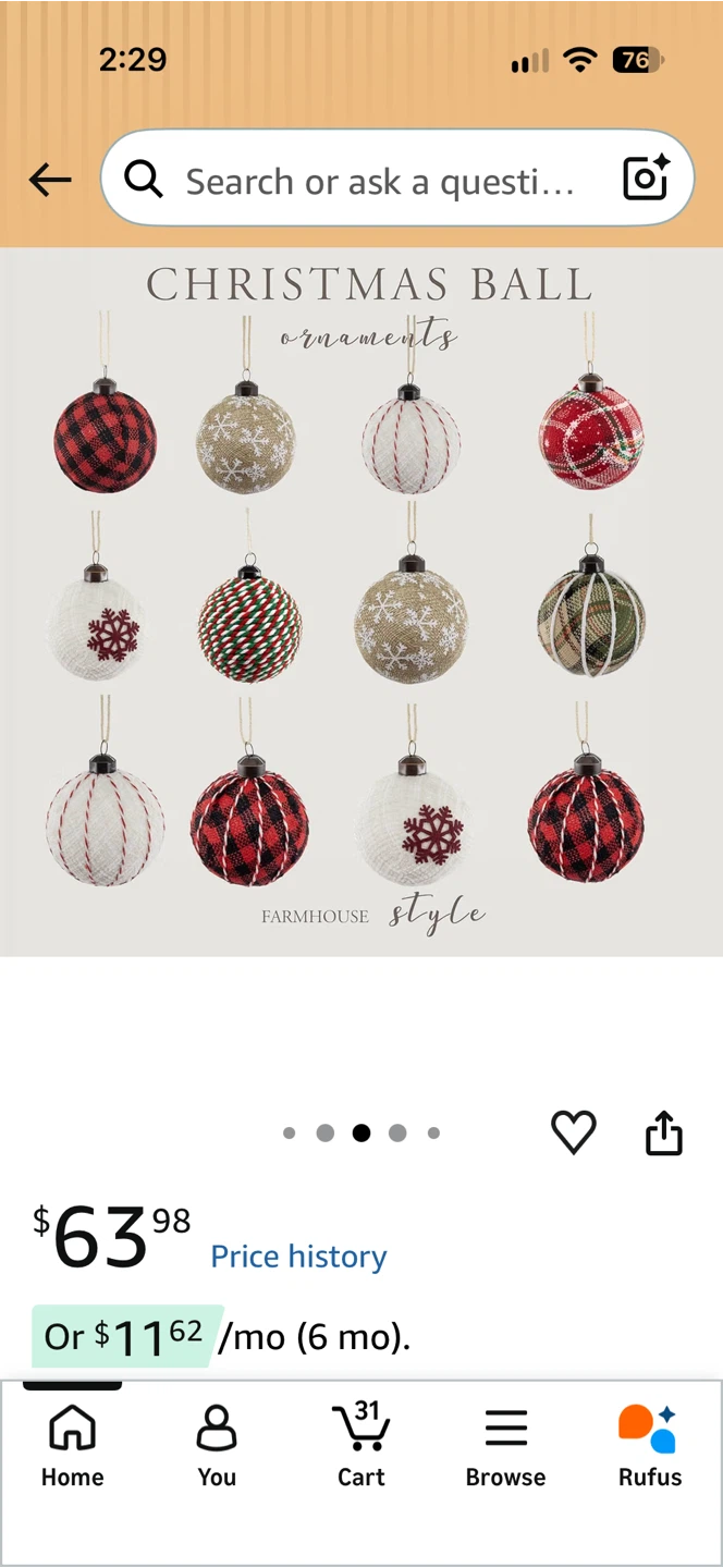 Set of 12 Farmhouse Style Christmas Ornaments - photo 5