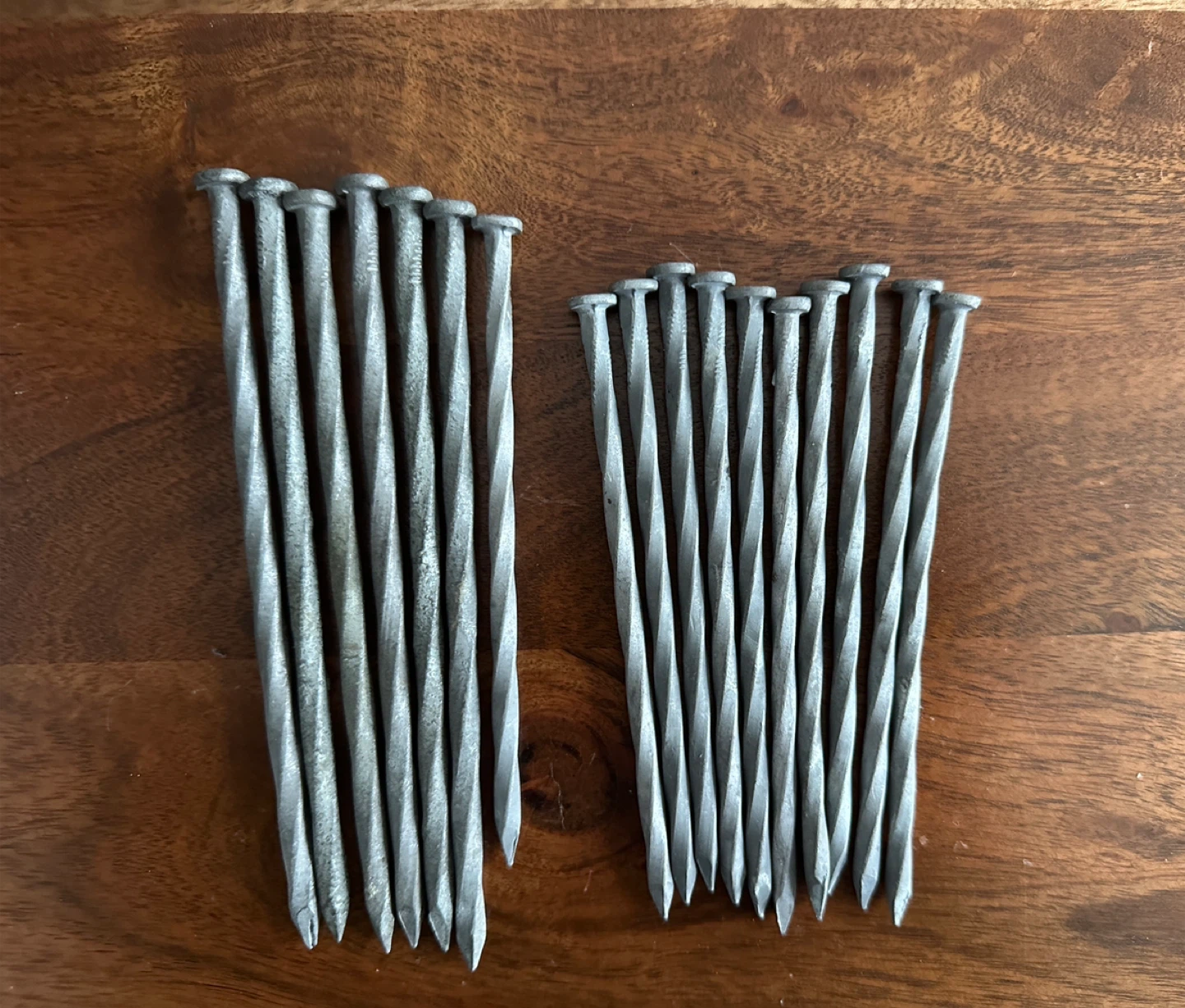 Set of 18 Spiral Shank Steel Nails