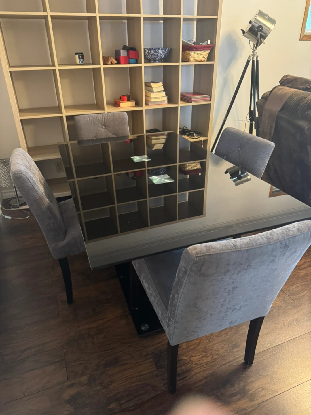 Modern Glass Dining Table and 4 Grey Chairs - photo 2