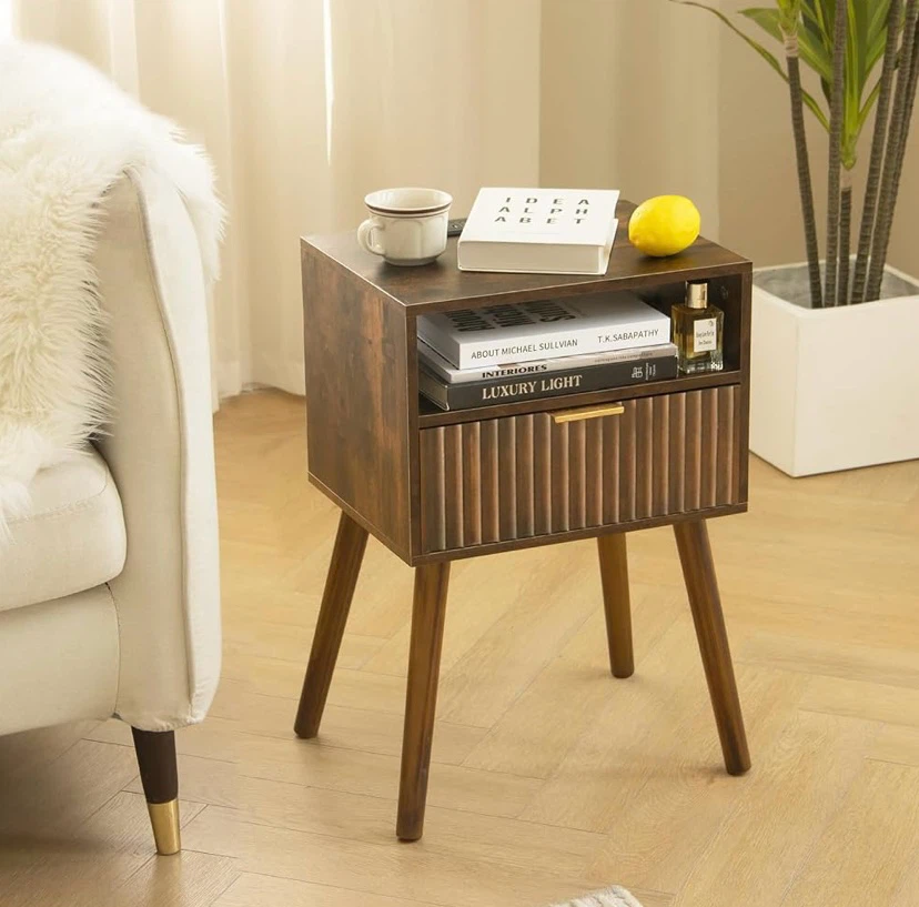 New Mid Century Fluted Nightstand with Outlet/USB - photo 2