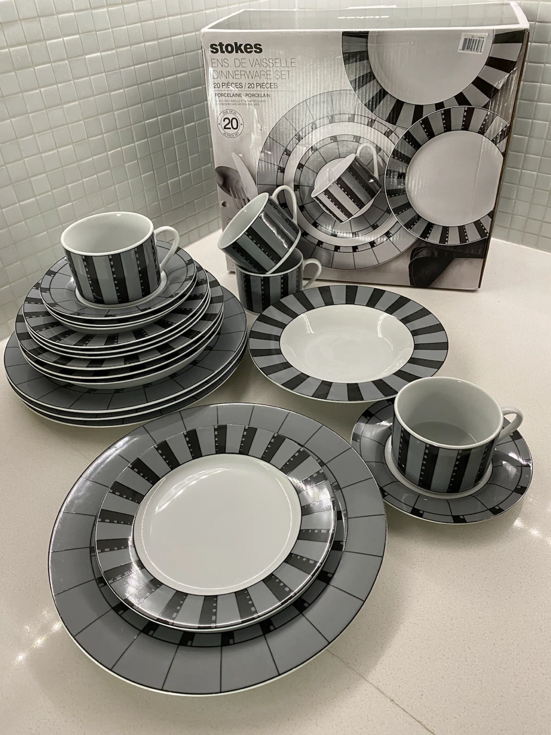 Stokes Urban Grey 20-Piece Porcelain Dinnerware Set