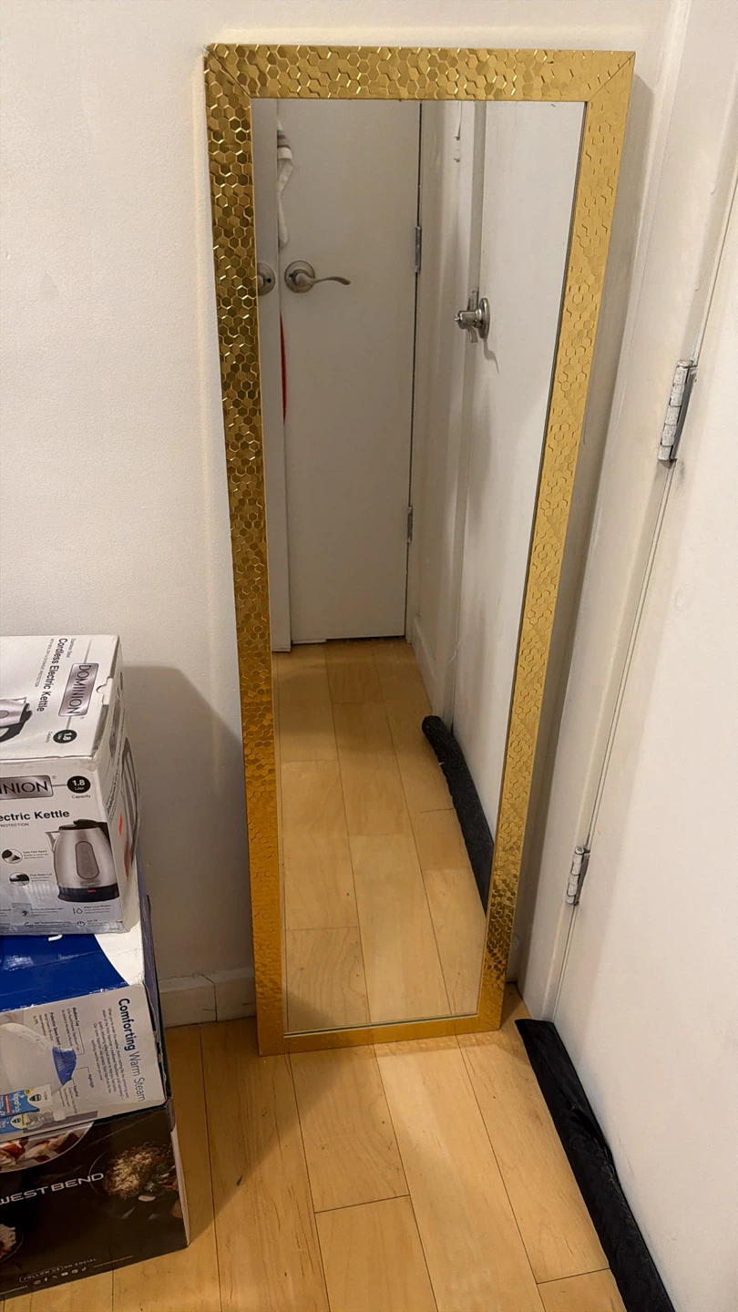 Gold Hexagon Pattern Full-Length Mirror