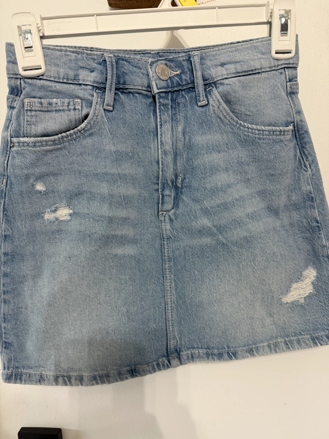 Girls size 12 adjustable waist distressed jean skirt
