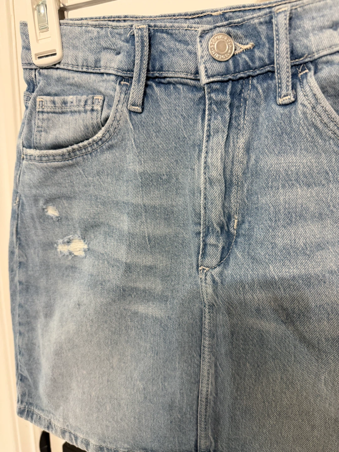 Girls size 12 adjustable waist distressed jean skirt - photo 2