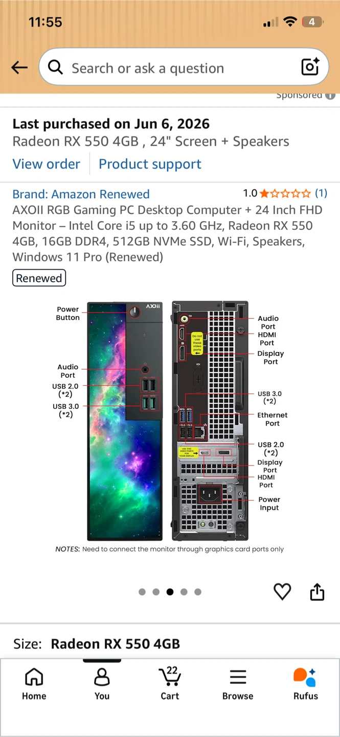 AXOII RGB Gaming PC Desktop with 24-inch Monitor - photo 2