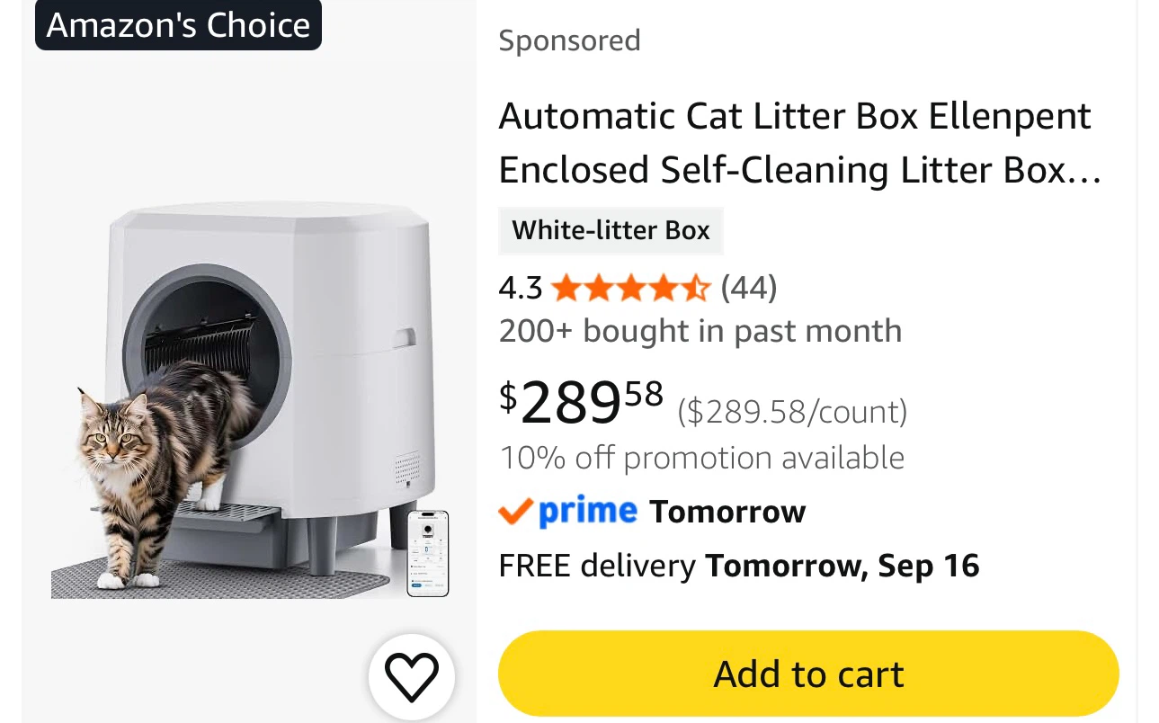 Ellenpent Automatic Self-Cleaning Cat Litter Box