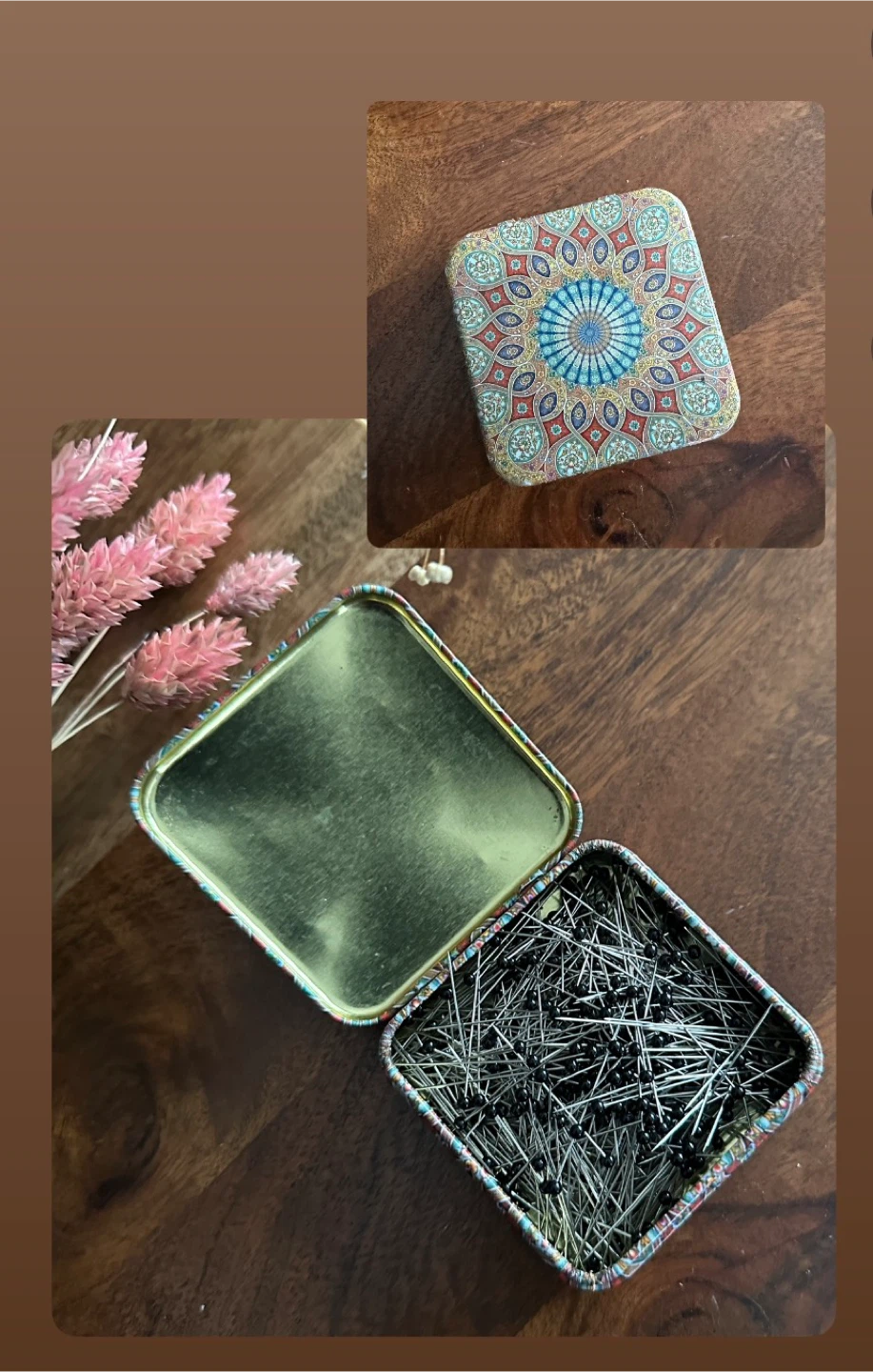Decorative Tin with Sewing Pins