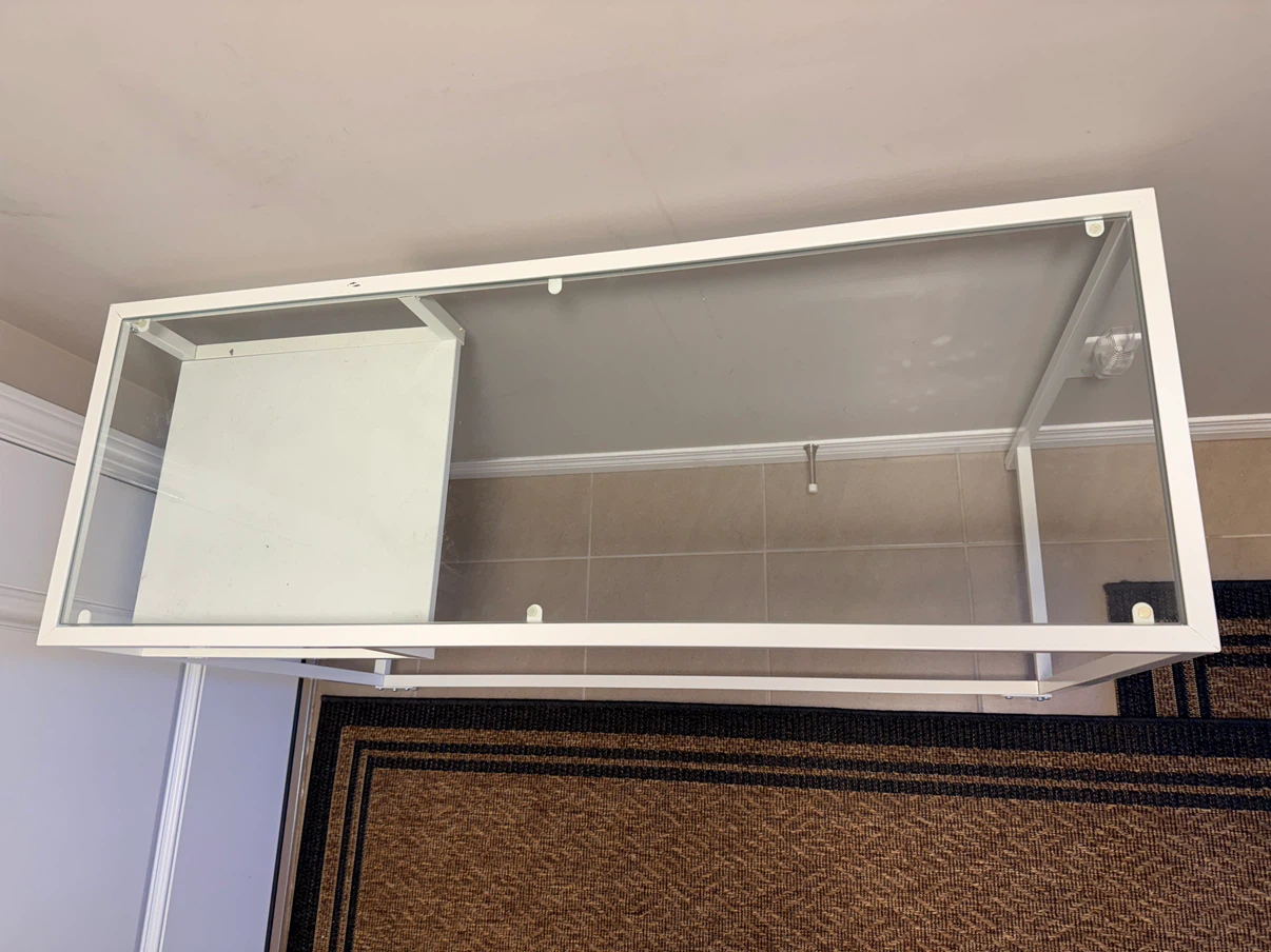 White Metal and Glass Console Table