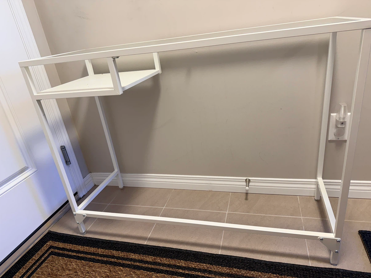 White Metal and Glass Console Table - photo 2