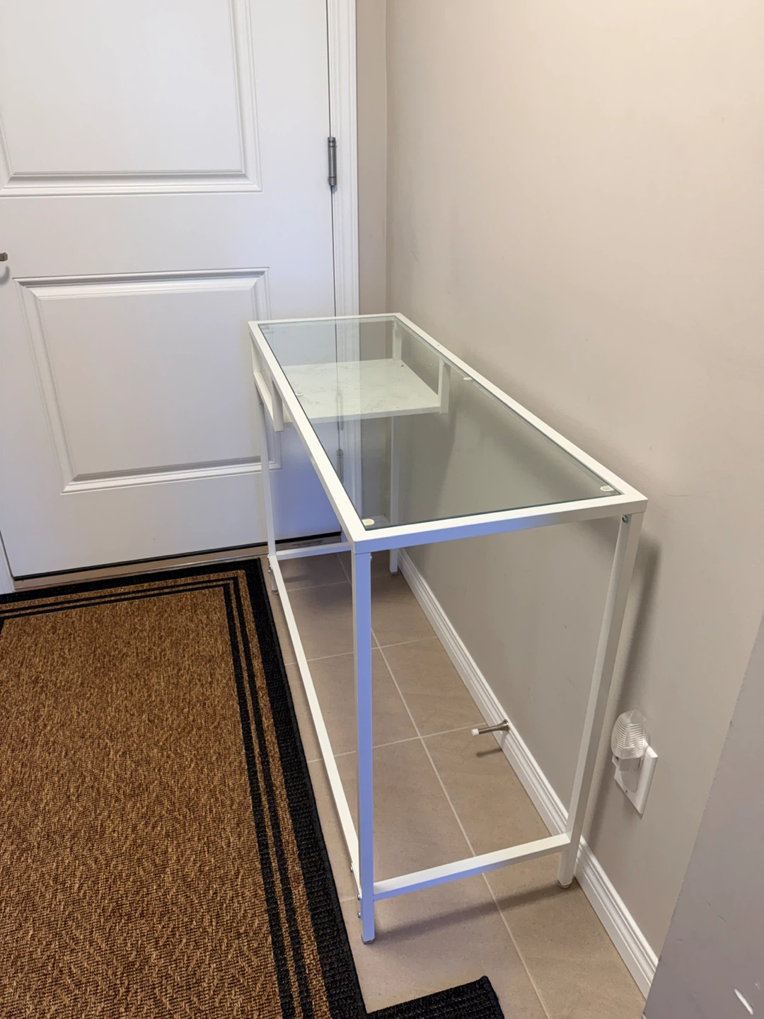 White Metal and Glass Console Table - photo 3