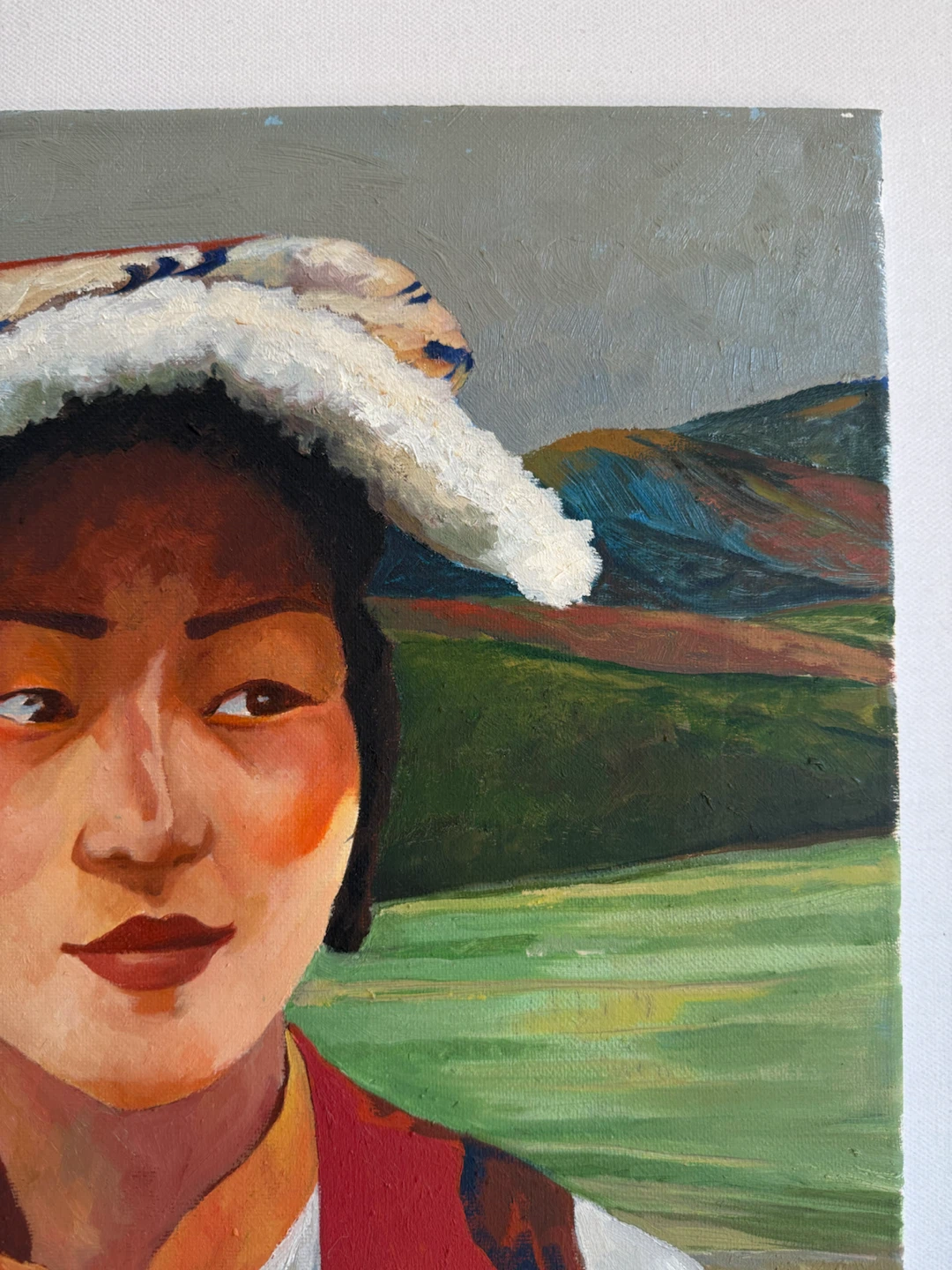 Colorful Tibetan Woman Portrait Wall Art 16x20 Original Painting - photo 3