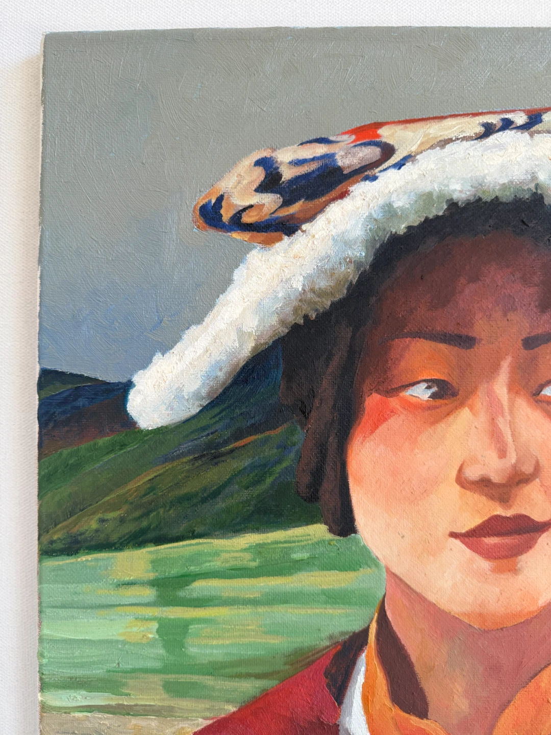 Colorful Tibetan Woman Portrait Wall Art 16x20 Original Painting - photo 4