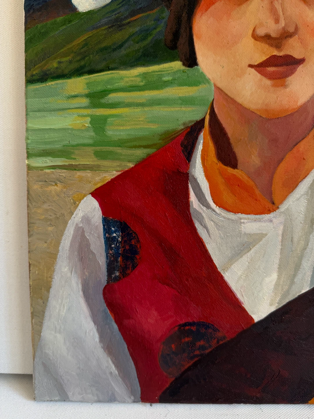 Colorful Tibetan Woman Portrait Wall Art 16x20 Original Painting - photo 5