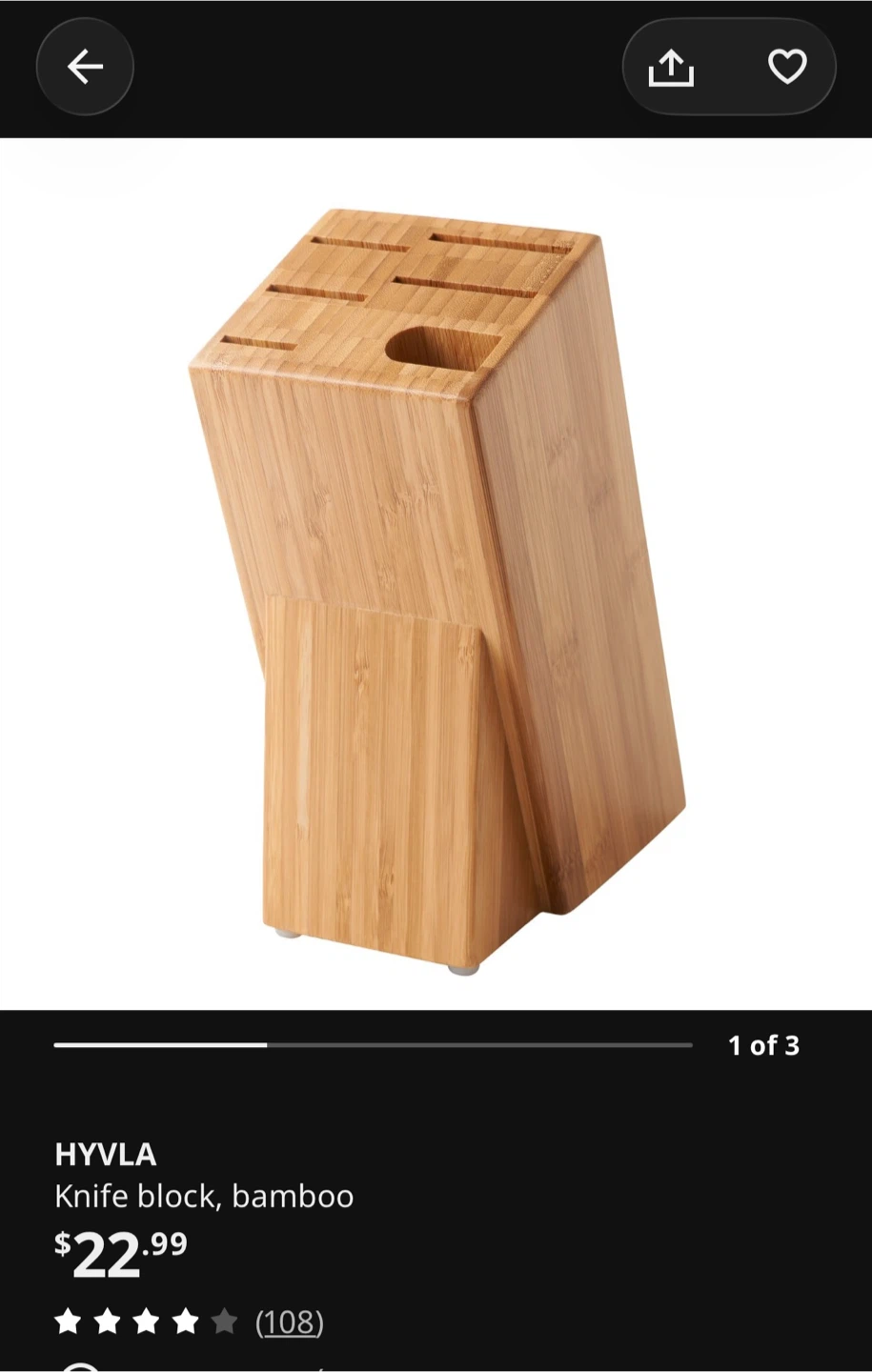 IKEA HYVLA bamboo knife block - photo 4