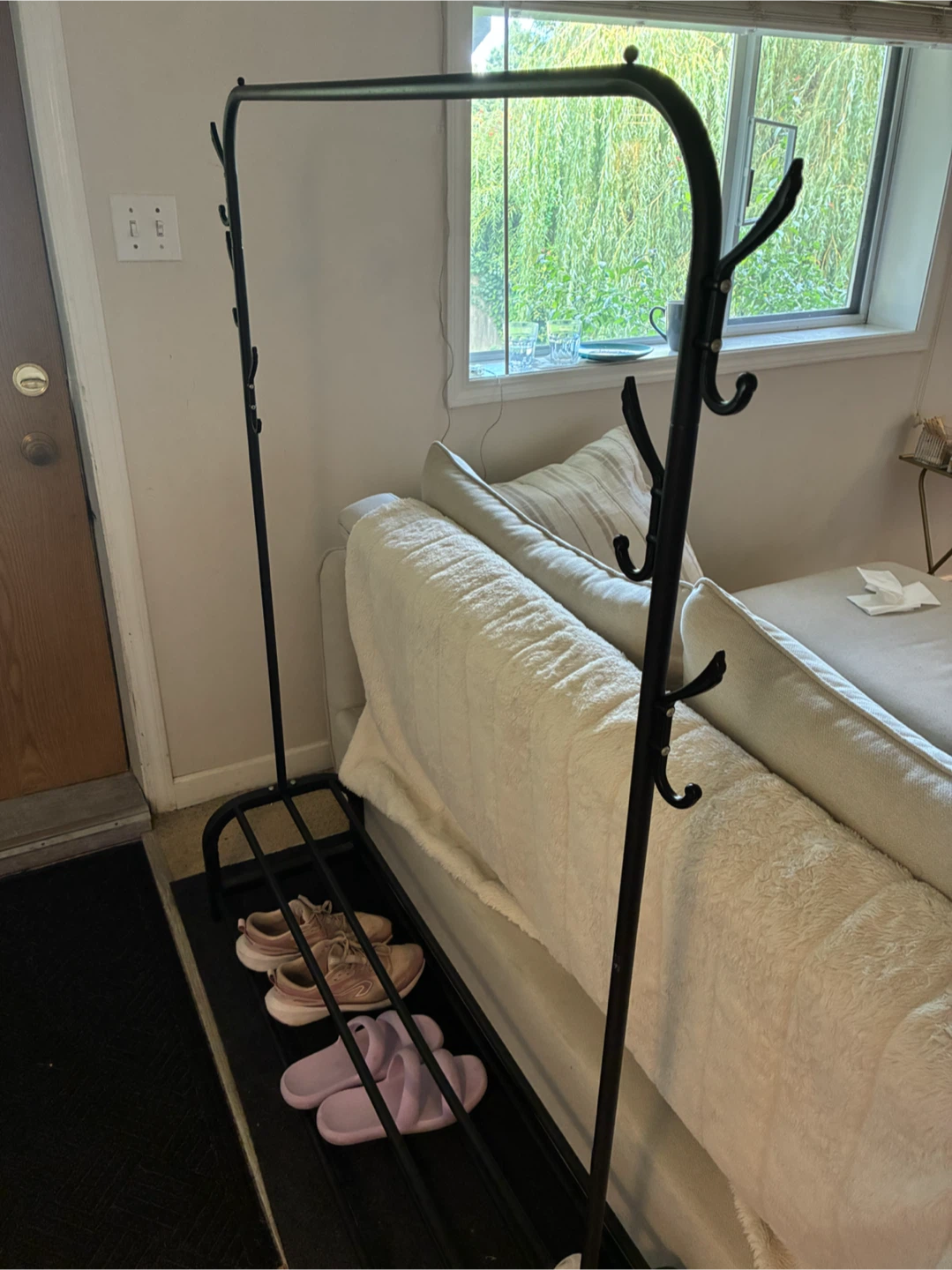 Black Metal Coat and Shoe Rack