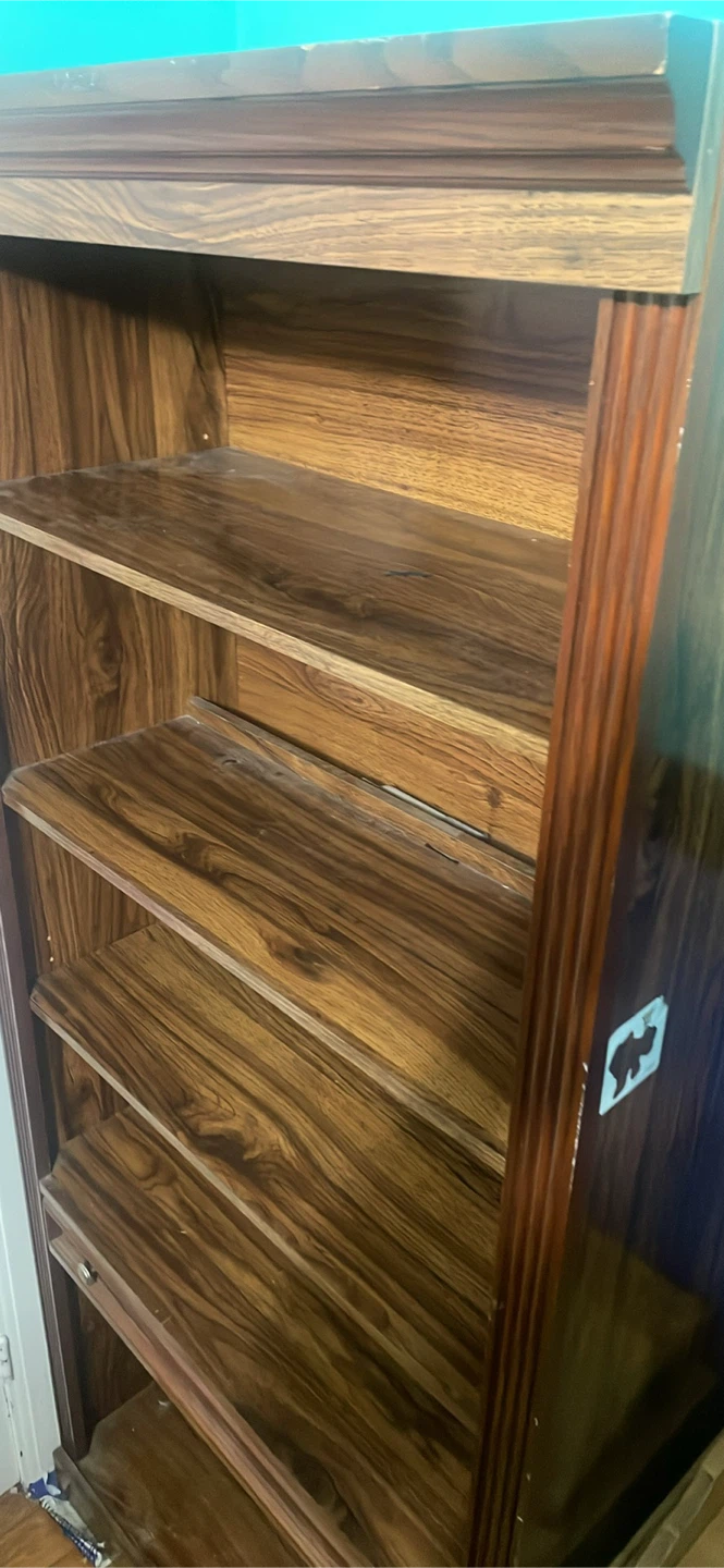Tall Wooden Bookshelf with Drawer - photo 3