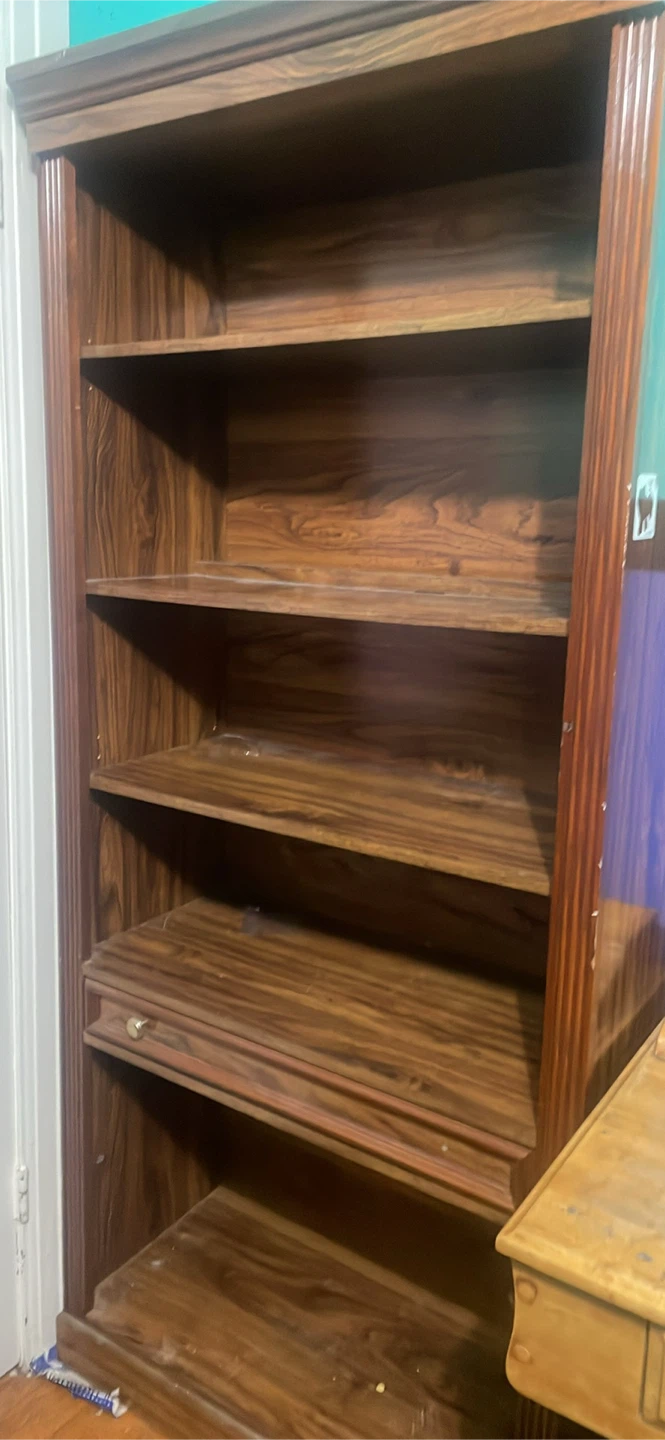 Tall Wooden Bookshelf with Drawer - photo 5