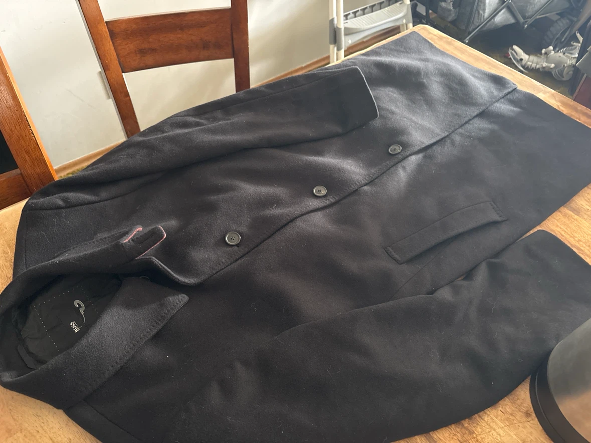 HUGO BOSS Black Wool-Blend Coat